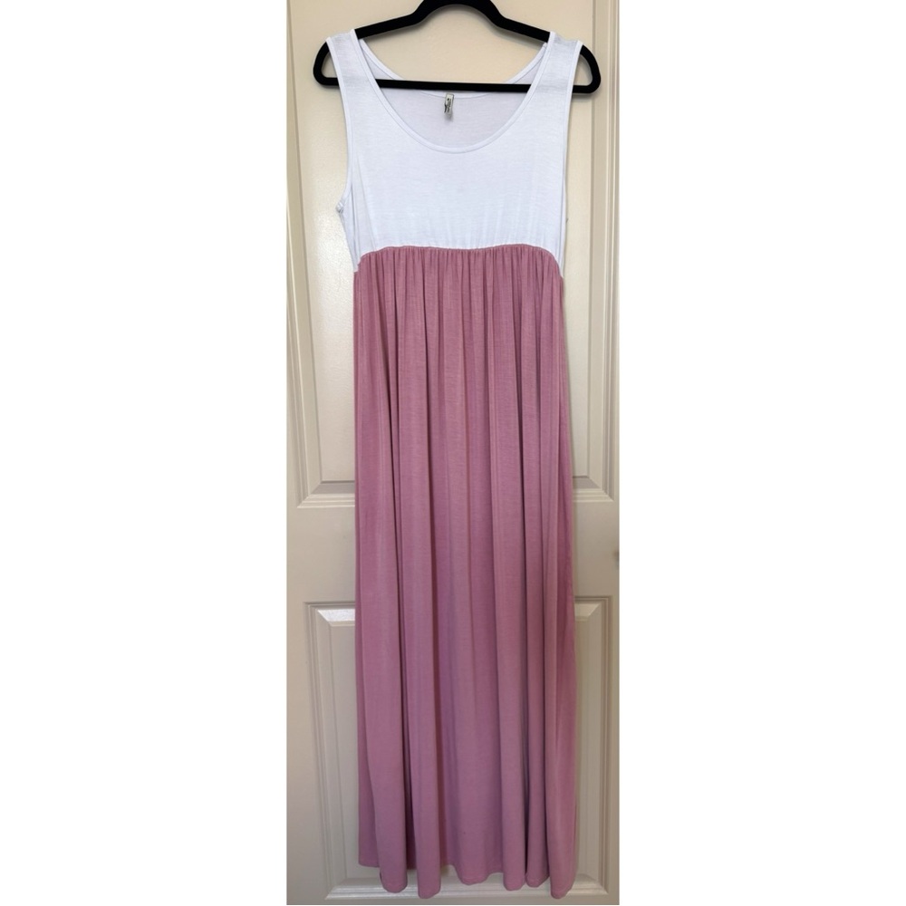 White and Pink Maxi Maternity Dress, size L